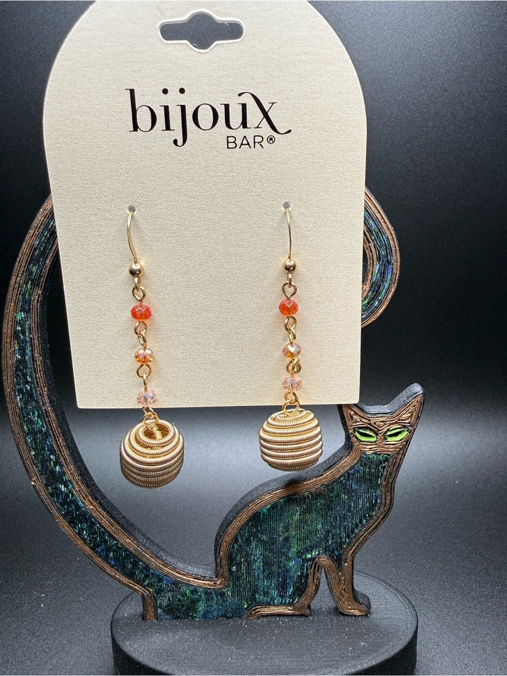 Bijoux Bar Gold and Coral Bead Drop Earrings